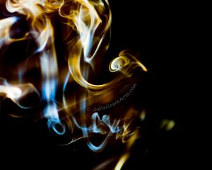 Colorful wisps and swirls of incense smoke