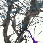 Blown In Artwork Resembling A Secretary Bird Under A Tree