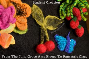 Needle felted bag accessory created by a student in the Julia Grace Arts Fleece To Fantastic class
