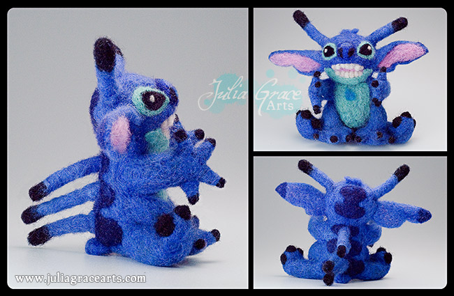 Multiple views of my needle felted Stitch